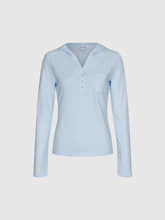 Long Sleeve Henley Pocket Cotton Blend T-shirt