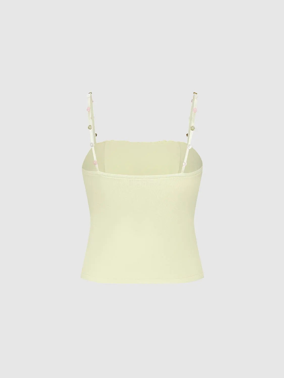 Tank Top by Urban Revivo Fashion in pale yellow with bead-embellished straps