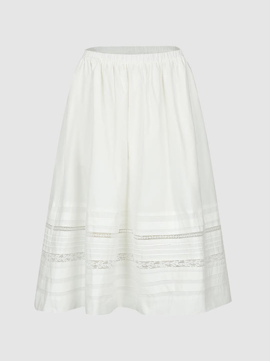 Pull On Laced A-Line Midi Skirts