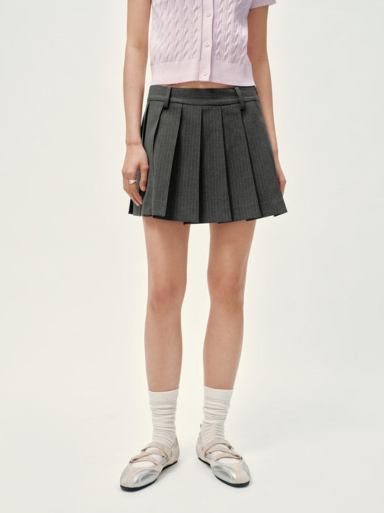 Striped Pleated Mini Skirts