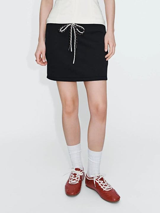 Drawstring Straight Mini Skirts