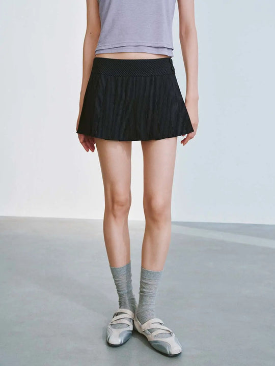 Pleated A-Line Mini Skirts