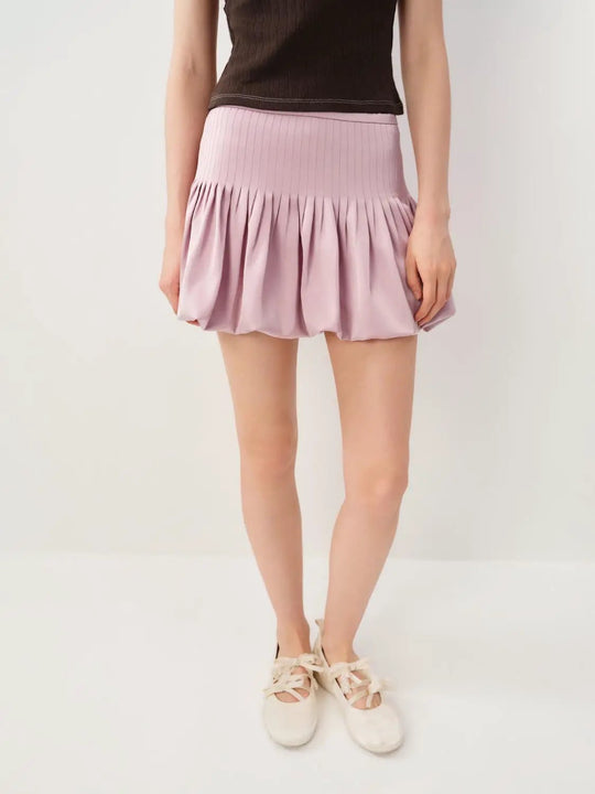 Bubble Hem Gathered A-Line Mini Skirt