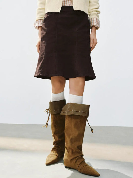 Panelled Cotton Blend Mini Mermaid Skirt