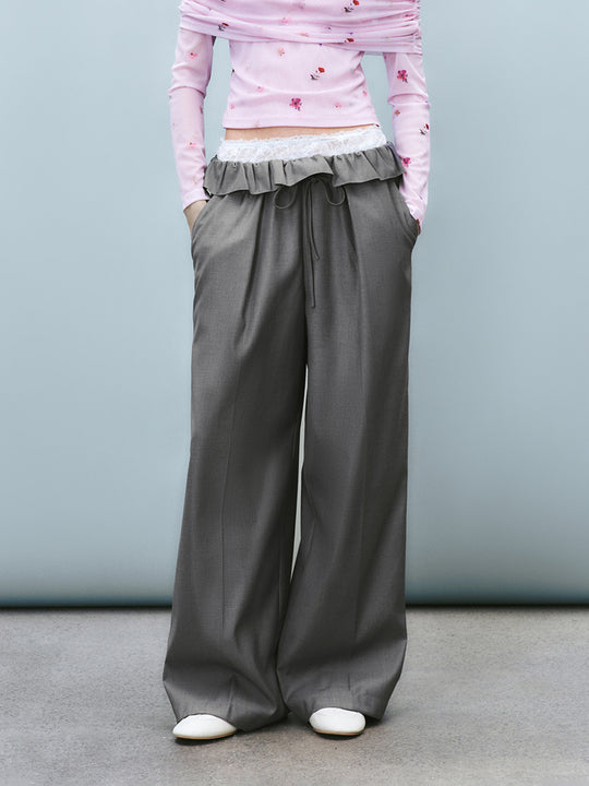 Pantalons larges à taille froncée