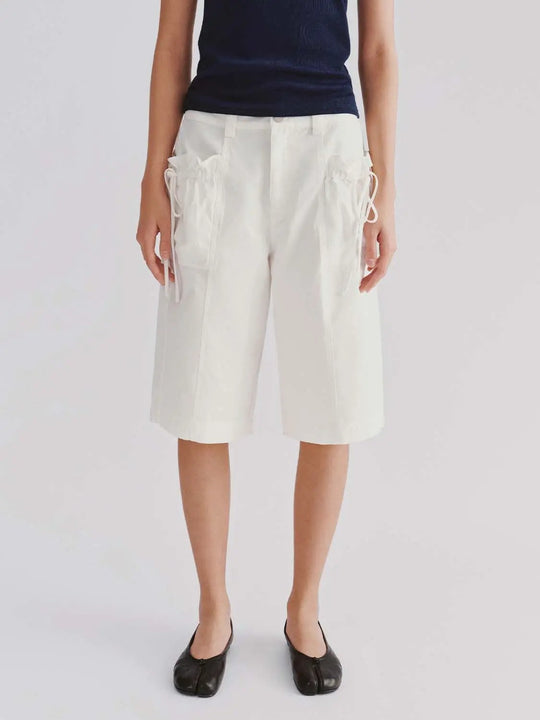 Ruffle Bow Detail Cropped Wide Leg Pants
