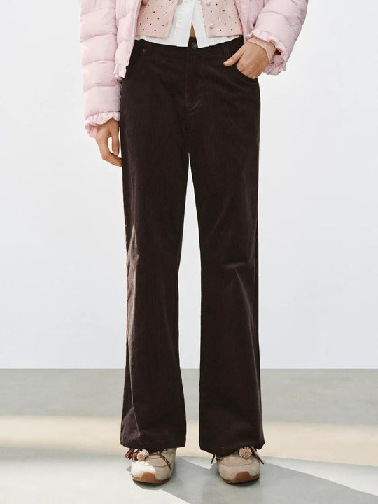 Corduroy Straight-leg Cotton Blend Pants