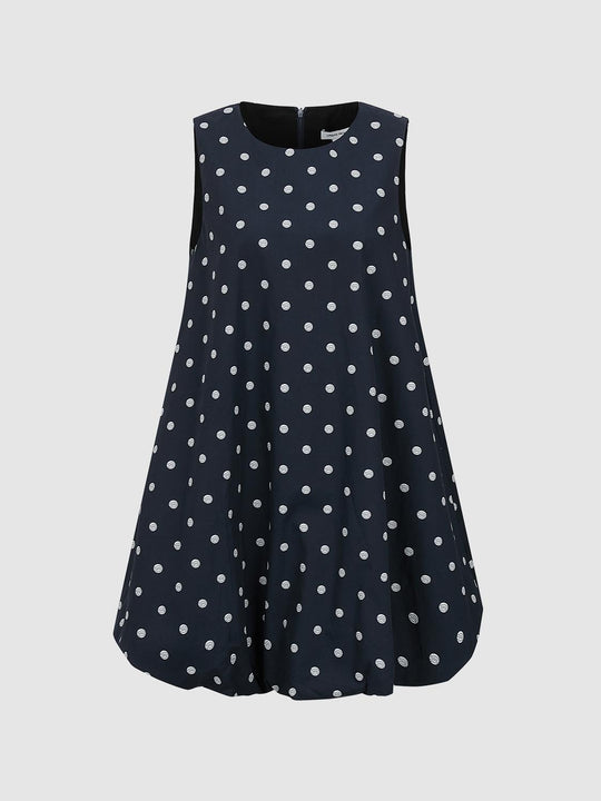 Polka Dot Sleeveless A-Line Midi Dresses