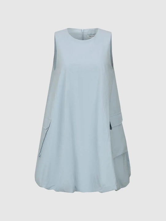 Cotton A Line Sleeveless Balloon Hem Dresses