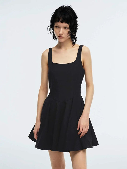Strappy Stretch Nipped-Waist A-Line Dresses