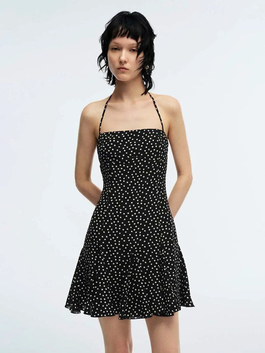 Polka Dot Halter Neck A Line Midi Dresses Everyday