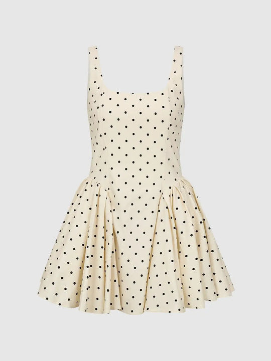 Polka Dot Strappy A-Line Midi Dresses Summer Party