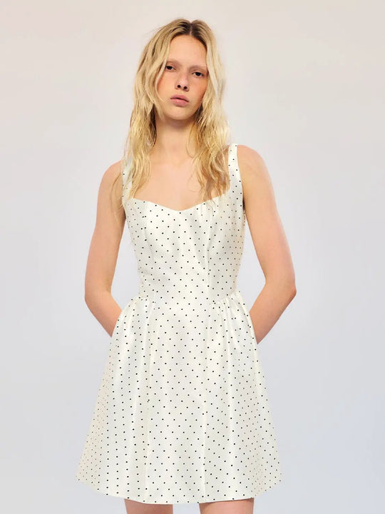 Polka Dot Strappy A-Line Midi Dress