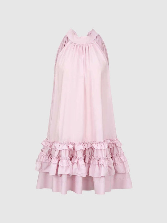 Cotton Tiered Ruffle Hem With Clean Lines And A-Line Silhouette Dress
