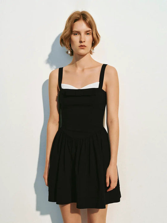 Structured A-line Bow Detail Tiered Dress