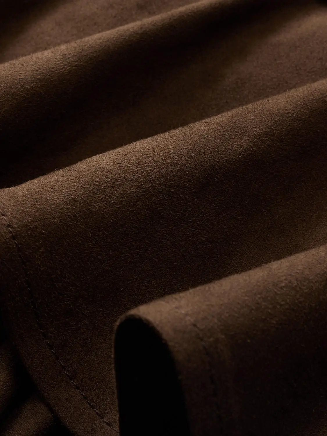 Brown suede fabric close-up for Layered Ruffle A-Line Crew Neck Sleeveless Mini Dress