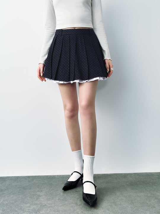 Gonna in denim mini plissettata