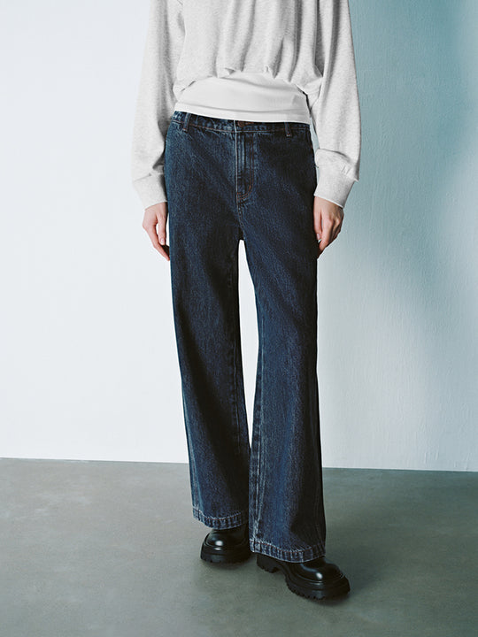 Jean droit long en denim