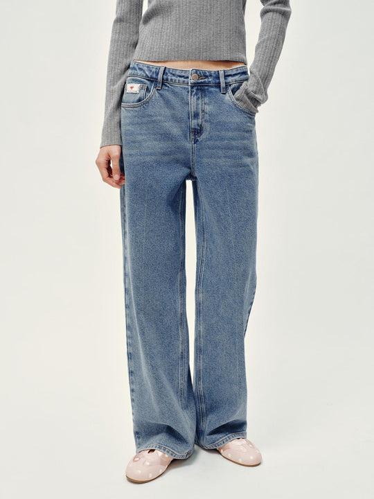Embroidered Straight Leg Jeans