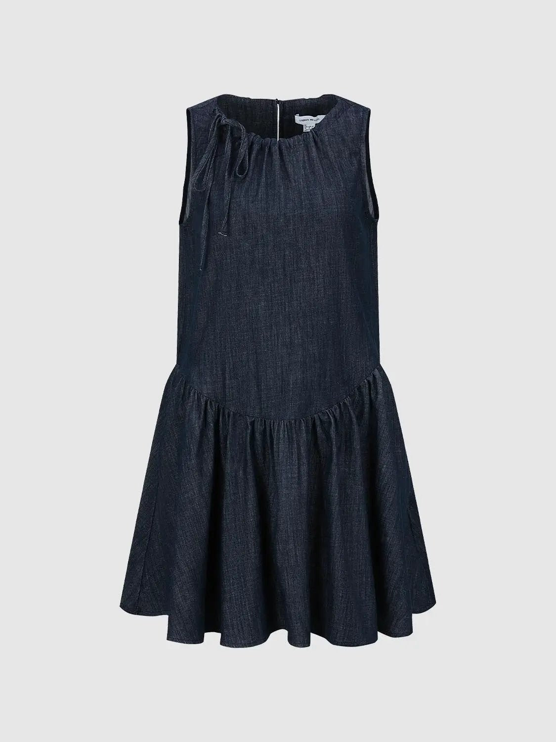 Drawstring Sleeveless Denim Midi Dresses by Urban Revivo Fashion