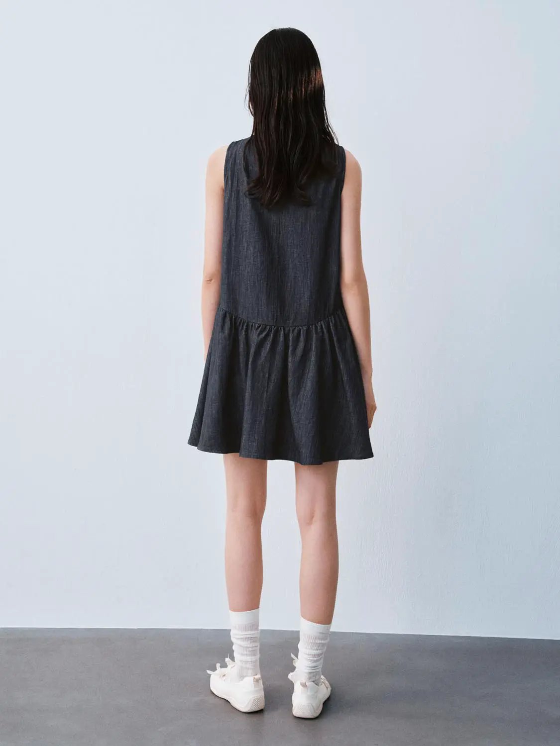 Drawstring Sleeveless Denim Midi Dresses by Urban Revivo Fashion