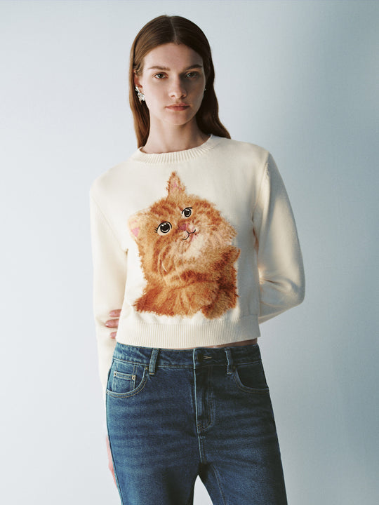 T-shirt lavorate a maglia con scollo rotondo accorciato