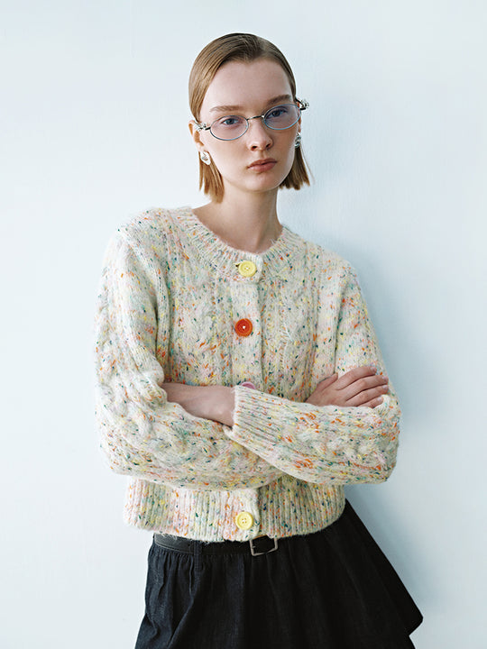 Cardigans en tweed tricotés à col rond