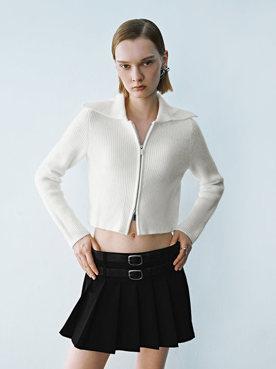 Cardigans tricotés à zip avant court