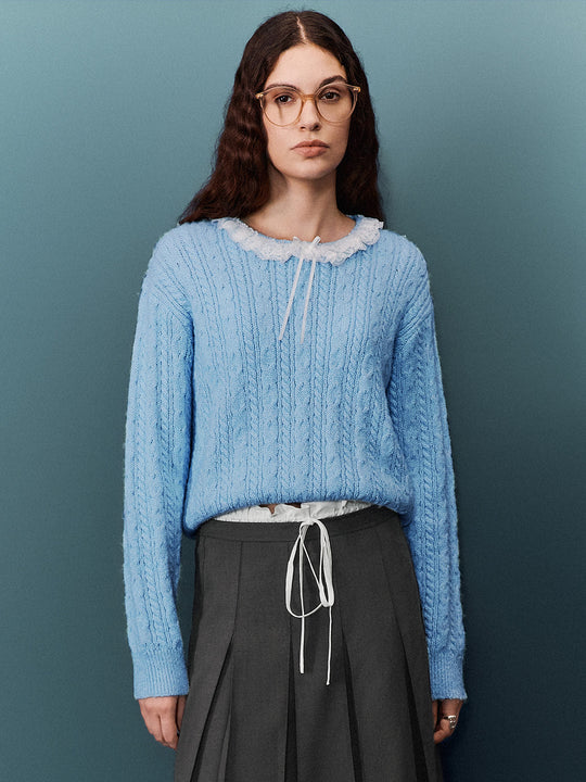 T-shirts tricotés à col volanté