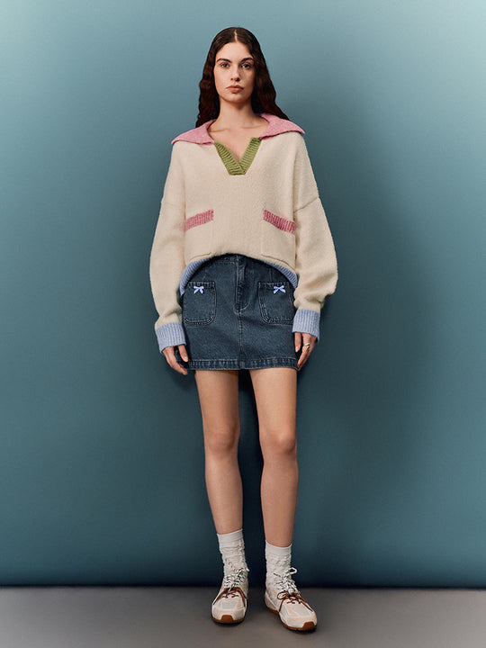 Camisetas de punto con solapas anchas