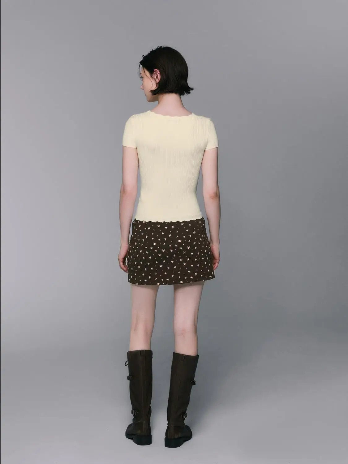 Knit cream short-sleeve blouse by Urban Revivo Fashion for women