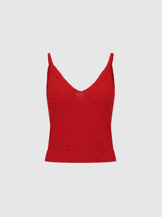 Knit V-Neck With Slight Stretch And Subtle Texture Boutique-Quality Tank Top