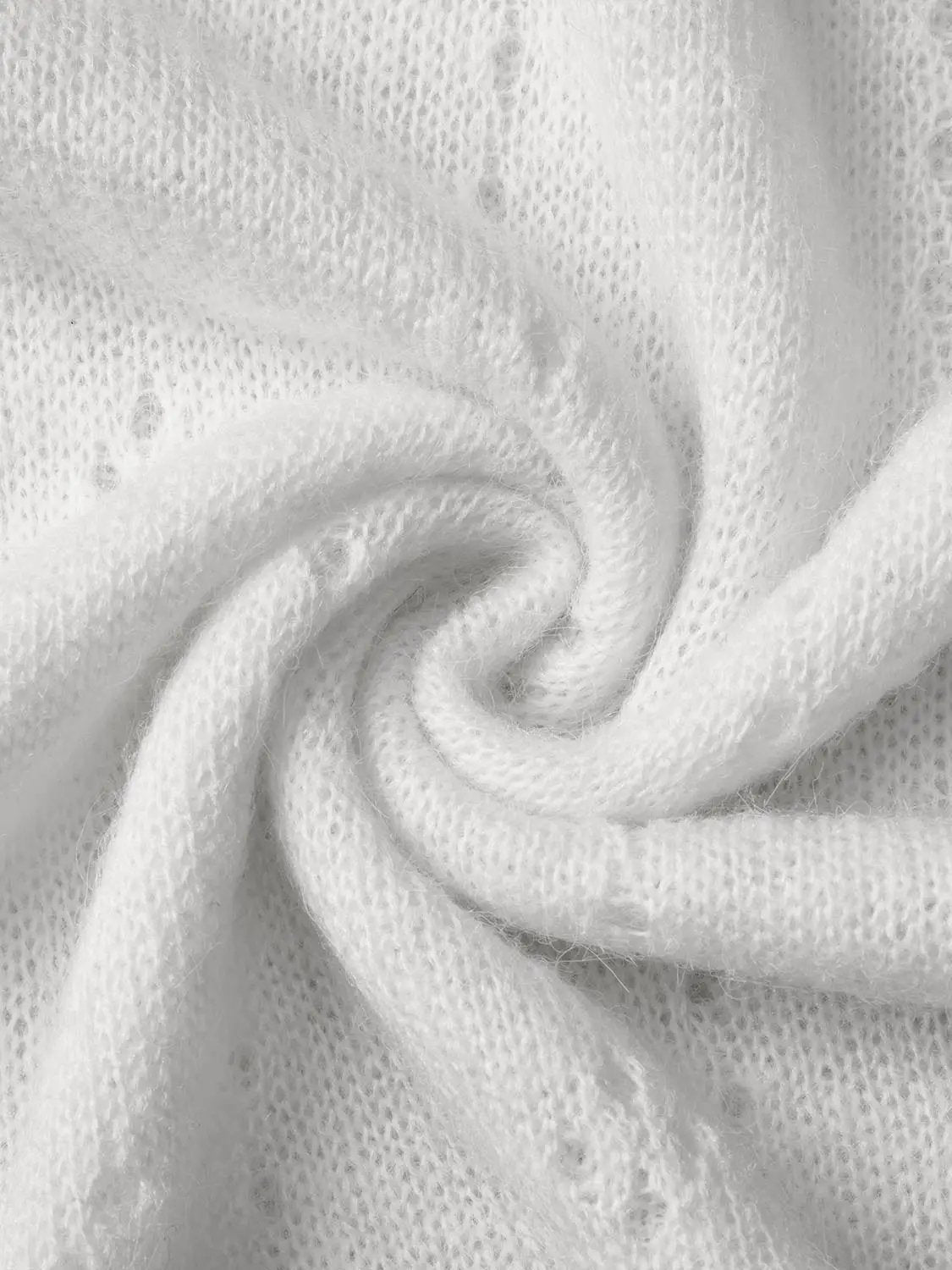 Bow Detail Textured Crew Neck Long Sleeve Sweater in white knit fabric