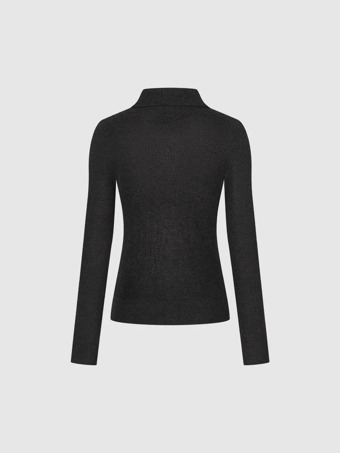 Knit T-Shirt, black knitted long-sleeve top, back view
