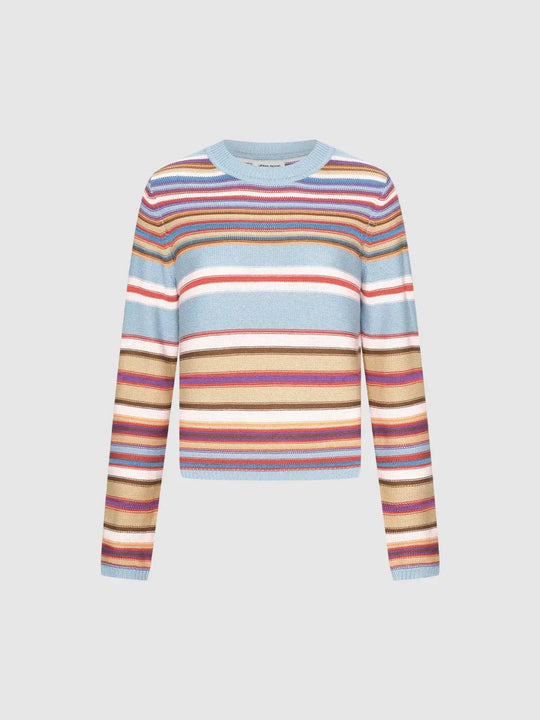 Knitted Striped Long Sleeve Crew Neck Sweater