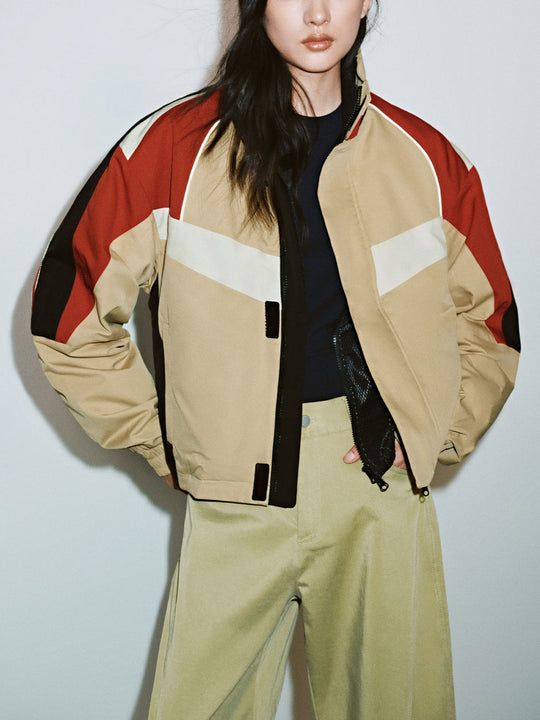 Blockfarbene Windbreaker-Jacken