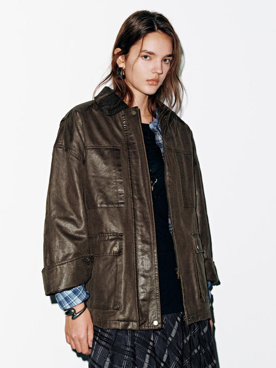 Collared Flap Pocket Padded Jackets