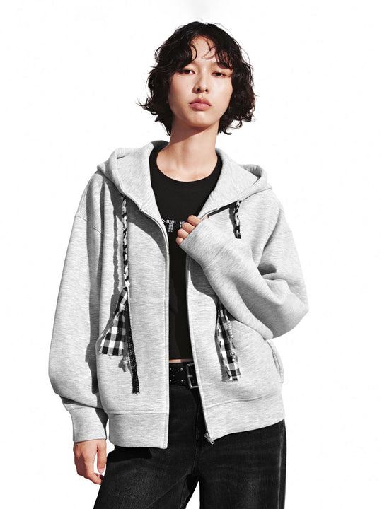Drawstring Hooded Zip Up Jackets