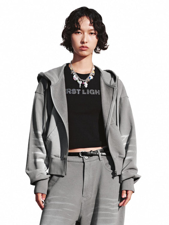 Hooded Drawstring Track Jackets