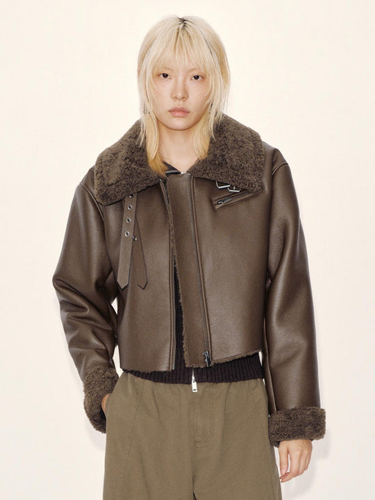 Funnel Neck Faux Leather Jackets