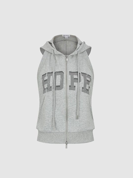 Hooded Drawstring Open-Back Sleeveless Sweaters