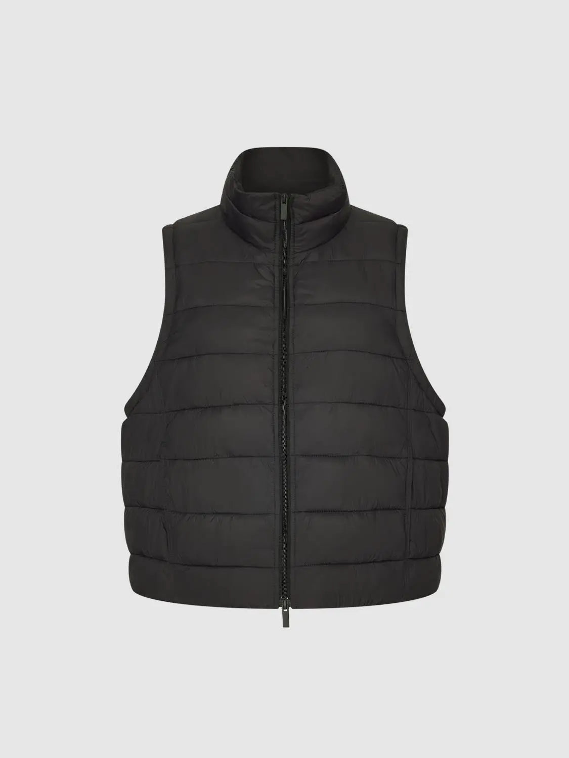 Padded jacket vest, black, Urban Revivo Fashion, zip-front with high collar