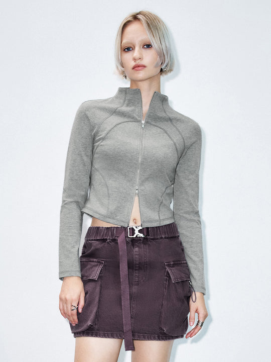 Camisas ajustadas con cremallera en la parte delantera