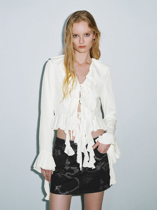 Chemises à manches longues avec volants