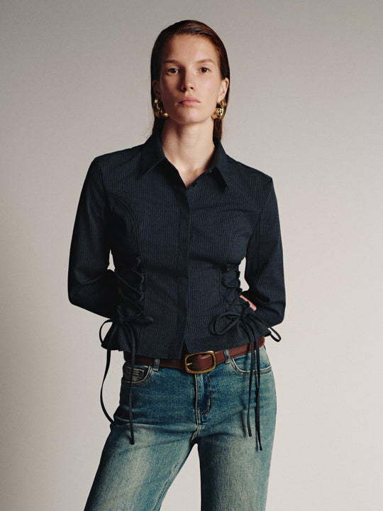 Camisas con cintura fruncida detalladas con cordones