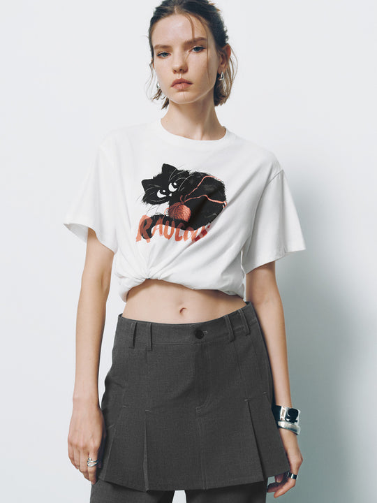 T-shirt ample à col ras du cou imprimé