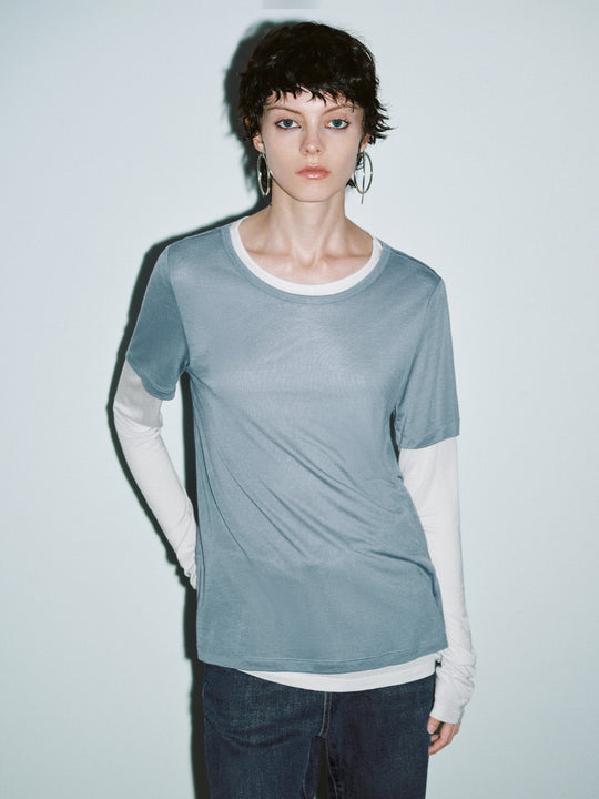 2-in-1-T-Shirt mit geradem Schnitt und Rundhalsausschnitt