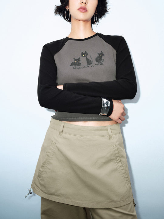 T-shirt attillate con scollo a giro