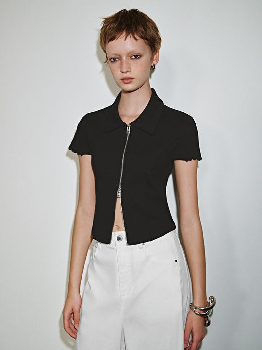 T-shirts zippés courts