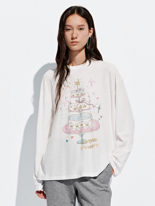 Transparente bedruckte Langarm-T-Shirts